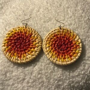Woven Earrings with Sunset Colors